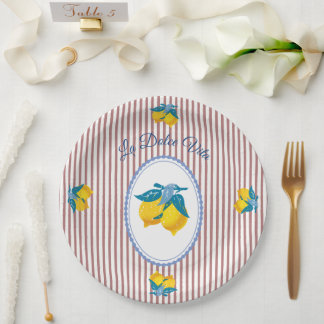 Amalfi Yellow Lemons Mediterranean Style Paper Plates