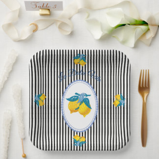 Amalfi Yellow Lemons Mediterranean Style Paper Plates