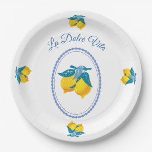 Amalfi Yellow Lemons Mediterranean Style Paper Plates