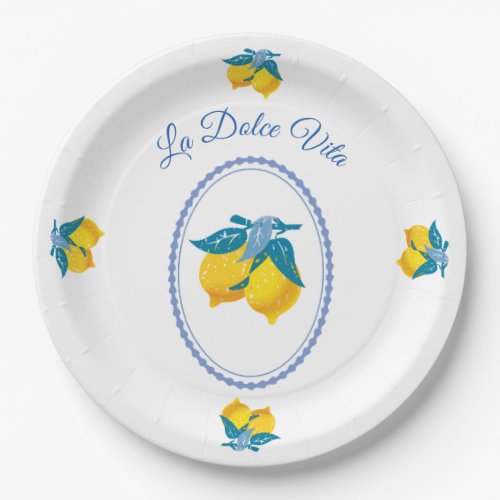 Amalfi Yellow Lemons Mediterranean Style Paper Plates