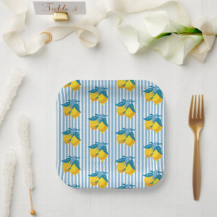 Amalfi Yellow Lemons Mediterranean Style Paper Plates