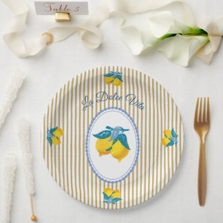Amalfi Yellow Lemons Mediterranean Style Paper Plates