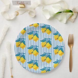 Amalfi Yellow Lemons Mediterranean Style Paper Plates