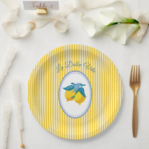 Amalfi Yellow Lemons Mediterranean Style Paper Plates
