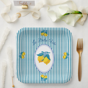 Amalfi Yellow Lemons Mediterranean Style Paper Plates