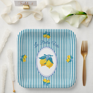 Amalfi Yellow Lemons Mediterranean Style Paper Plates