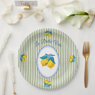 Amalfi Yellow Lemons Mediterranean Style Paper Plates