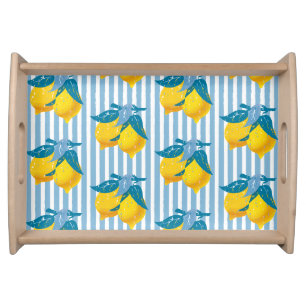 Amalfi Yellow Lemons Mediterranean Style Serving Tray