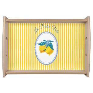 Amalfi Yellow Lemons Mediterranean Style Serving Tray