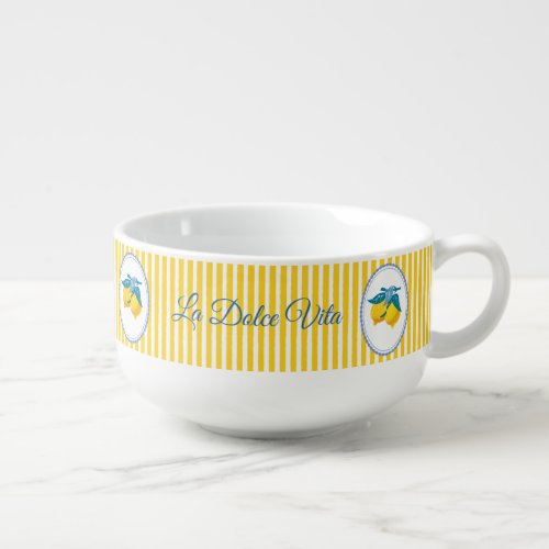 Amalfi Yellow Lemons Mediterranean Style Soup Mug