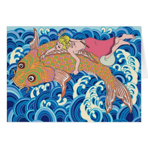 wave carp 波 blue red 鯉 girl japanese japan tsumami 自然 動物