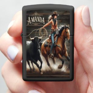 Amanda Cowgirl's Rodeo Ride Zippo Lighter