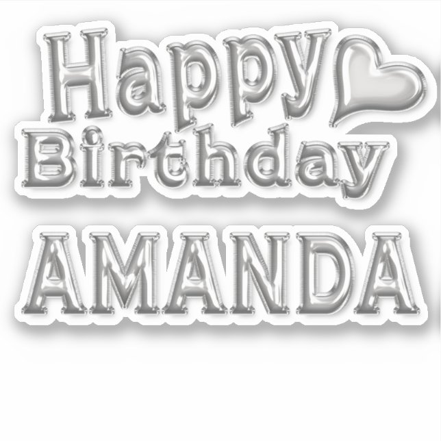 Amanda Happy Birthday silver sticker (Front)