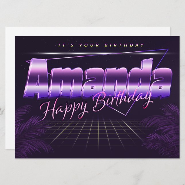 Amanda Name First name pura retro card Birthday (Front/Back)