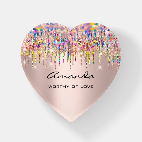 Amanda  NAME MEANING Holograph Rose Valentine Paperweight