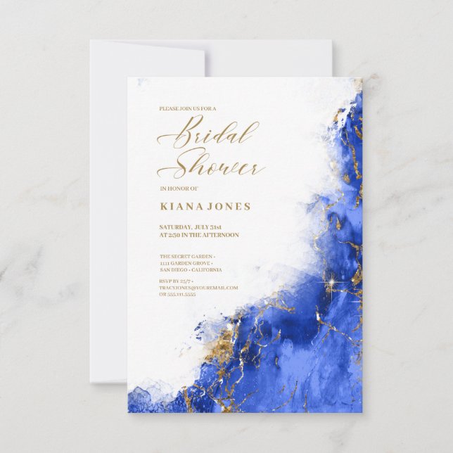 Amanda Piszczek Marble Glitter Lt Royal Blue ID644 Invitation (Front)