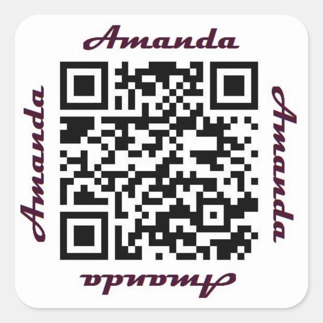 Amanda QR Code Personalized NAME Sticker (Front)