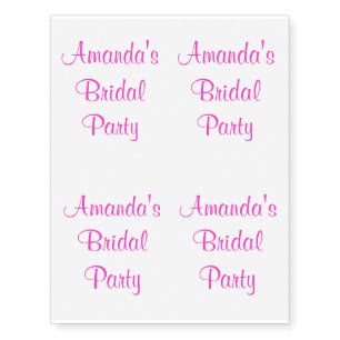 Amanda's (Name) Bridal Party Pink Temporary Tattoos