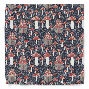 Amanita Magical Mushroom Village Cute Illustration Bandana