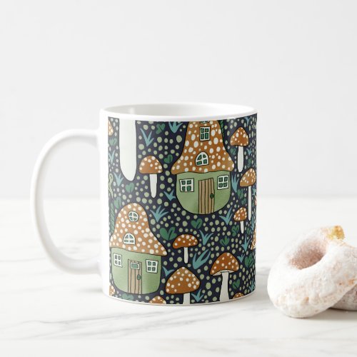 Amanita Magical Mushroom Village Cute Illustration Coffee Mug