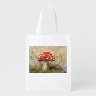 Amanita Muscaria Fly Agaric Watercolor Mushroom Grocery Bag