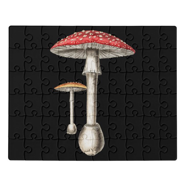 Amanita Muscaria Mushroom Botanical Nature Fungi Jigsaw Puzzle (Puzzle Horizontal)