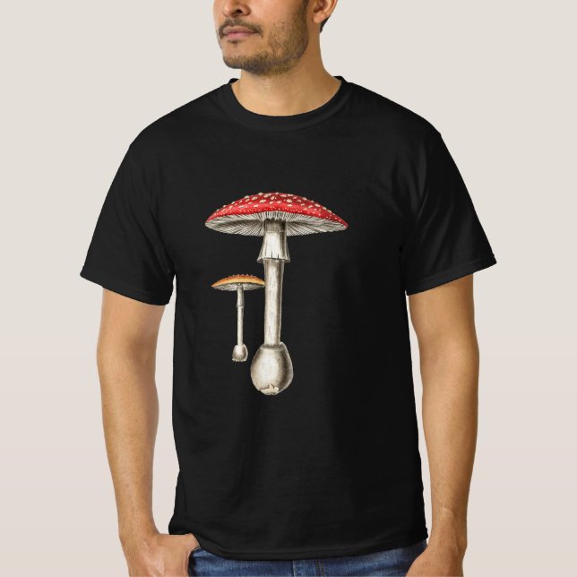 Amanita Muscaria Mushroom Botanical Nature Fungi T-Shirt (Front)