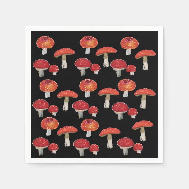 Amanita Muscaria Mushrooms Napkins (Front)