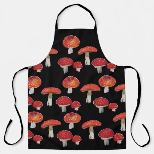 Amanita Muscaria Mushrooms Pattern  Apron