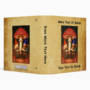 Amanita Mushroom and Gnomes 3 Ring Binder