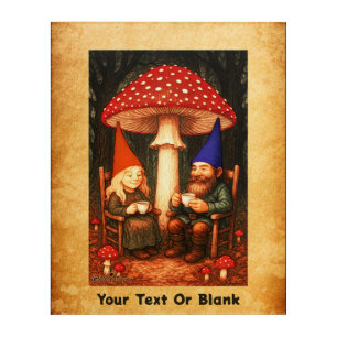 Amanita Mushroom and Gnomes Acrylic Print