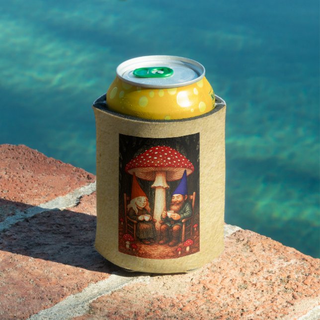 Amanita Mushroom and Gnomes Can Cooler (In Situ Pool)