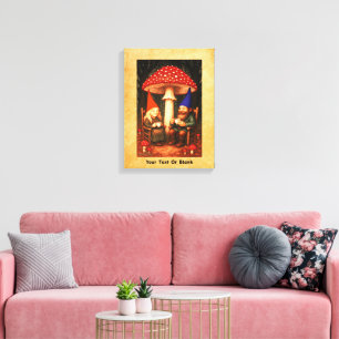 Amanita Mushroom and Gnomes Canvas Print