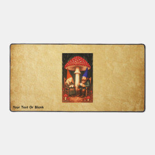 Amanita Mushroom and Gnomes Desk Mat