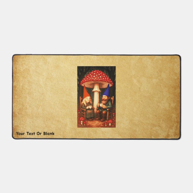 Amanita Mushroom and Gnomes Desk Mat (Front)