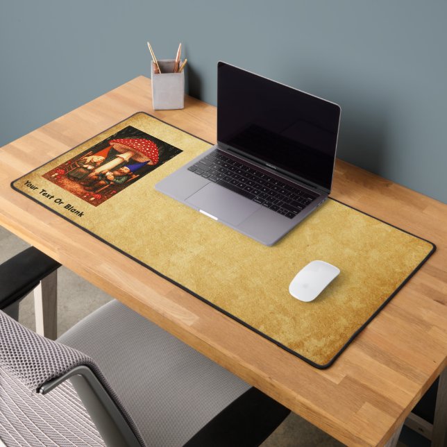 Amanita Mushroom and Gnomes Desk Mat (Office 2)