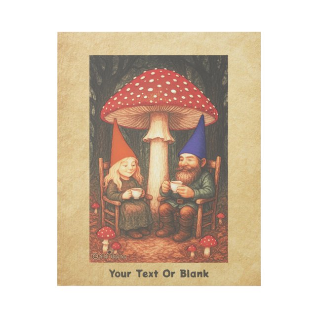 Amanita Mushroom and Gnomes Gallery Wrap (Front)