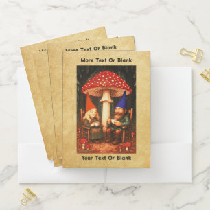 Amanita Mushroom and Gnomes Pocket Folder