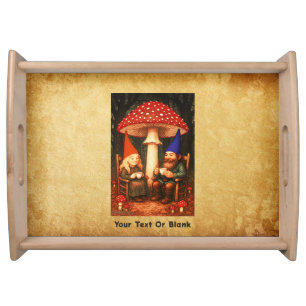 Amanita Mushroom and Gnomes Serving Tray