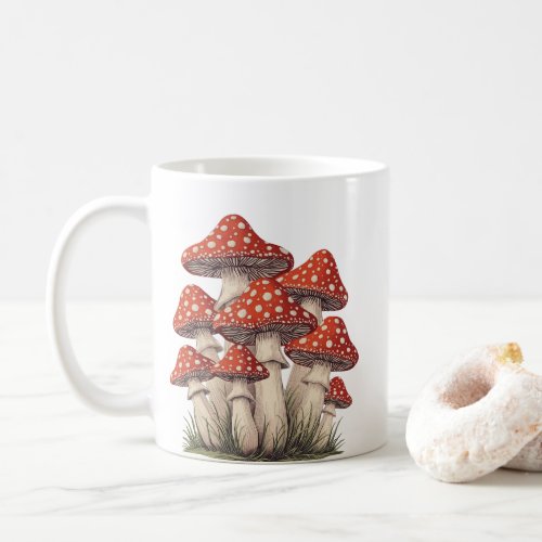 Amanita Mushroom Cluster - Retro Cottagecore Tea / Coffee Mug