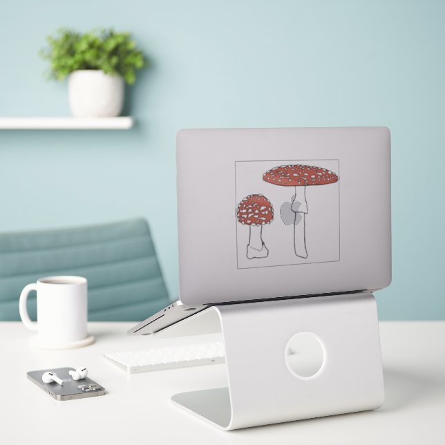 Amanita Mushrooms Fun Fungi CUSTOMIZE IT  Sticker (Laptop On Desk)