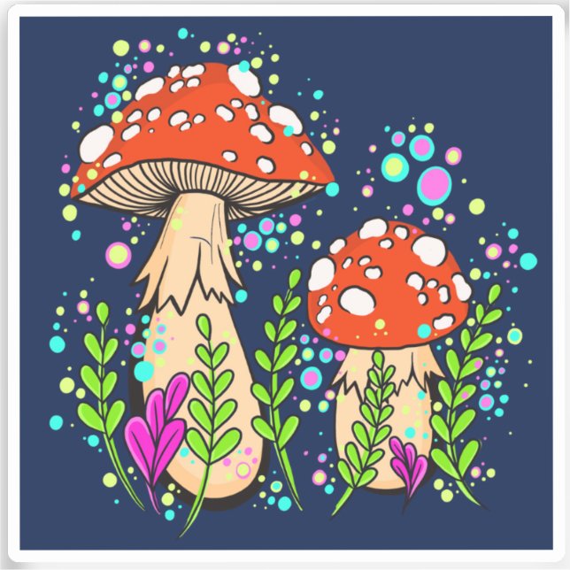 Amanita Mushrooms Vinyl Sticker (Front)