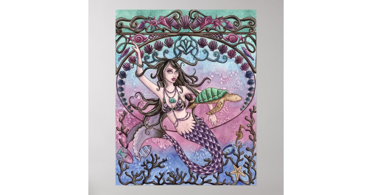 Amara - Art Nouveau Mermaid Poster | Zazzle