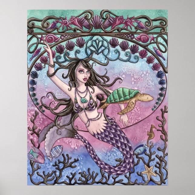 Amara - Art Nouveau Mermaid Poster (Front)