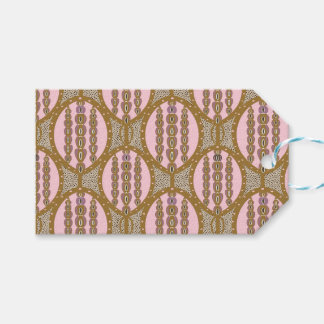 AMARA Dusty Pink and Gold Retro Geometric Pattern Gift Tags