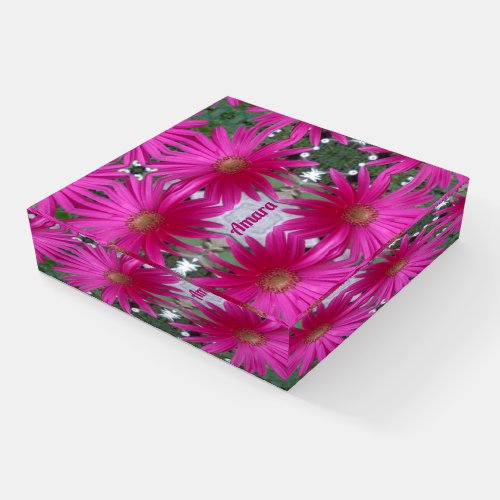 AMARA  HOT   Pink Green GERBERA  Paperweight