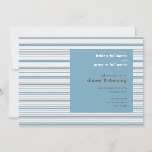 Amara Stripe Cornflower Wedding Reception Invite