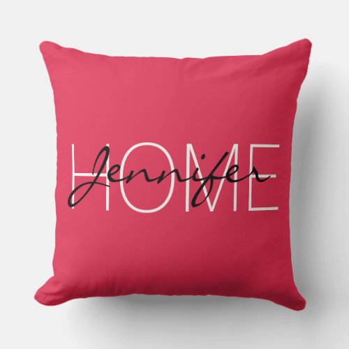 Amaranth color home monogram throw pillow