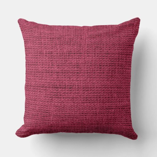 Amaranth deep purple burlap linen background throw pillow