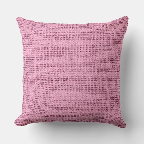 Amaranth pink burlap linen background throw pillow